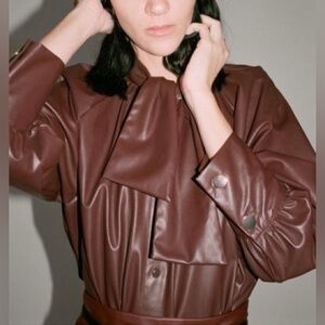 Zara burgundy pleather shirt